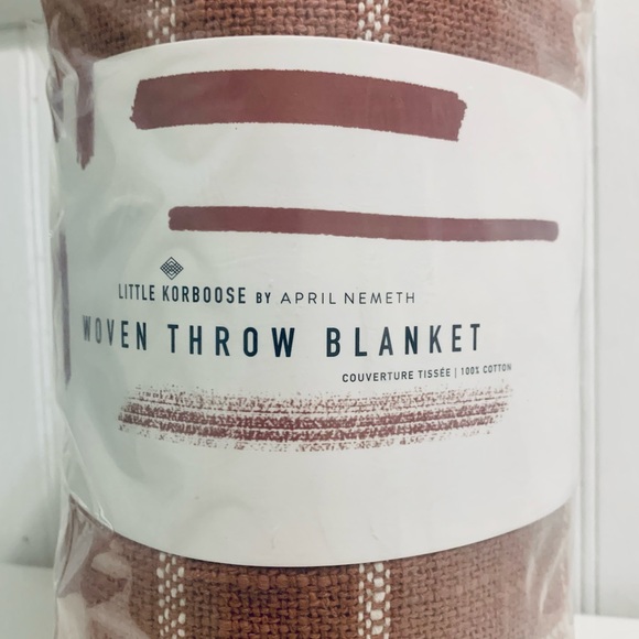 NWT 60x50in. LITTLE KORBOOSE Woven Throw Blanket In “RUST” - Picture 2 of 6